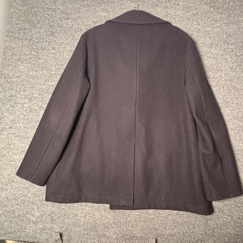Lands End Mens Wool‎ Blend Pea Coat XL 46-48 Navy Blue Double Breasted 392812